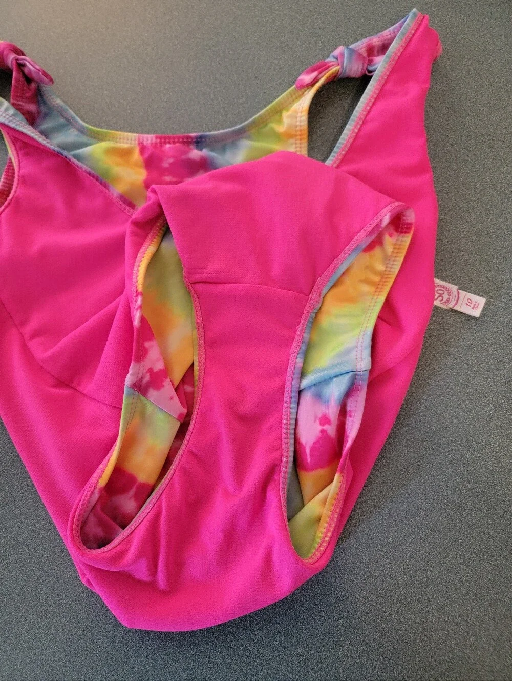 SO Tie Dye One Piece Swimsuit + Wonder Nation Pink Hooded Cover Up Size 10/12